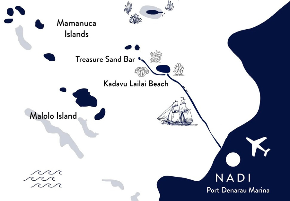 Captain Cook cruises fiji - Island & reef Day Sail Experience map