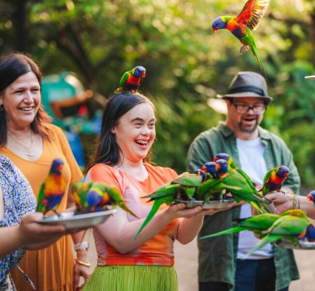 Currumbin Wildlife Sanctuary group with birds